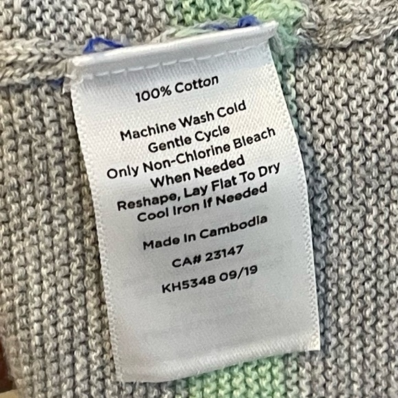 Talbots Textured Knit Rainbow Striped Button Sleeve Pullover Sweater size XL - Picture 10 of 11